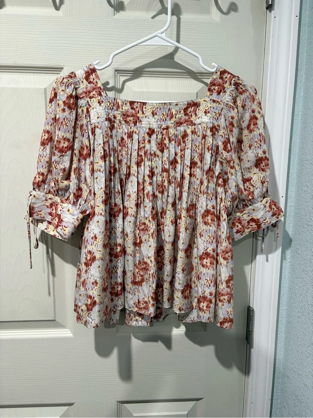 Ulla Johnson Lorraine Blouse Cream Blouse with Rust Wisteria color